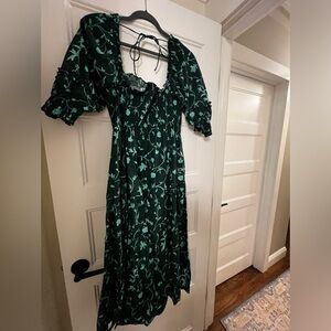 Hill House Home Nesli Nap Dress Emerald Botanical Poplin